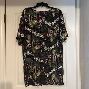 Zara W&B embroidered sheer dress / long top sz M (runs large)